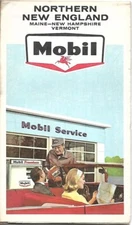 1965 MOBIL Gas Station Road Map NORTHERN NEW ENGLAND Maine Vermont New Hampshire
