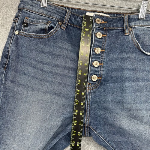 Pantalones de mezclilla KanCan para mujer 30 elásticos con botones de mezclilla cónicos azul angustiado - Imagen 6 de 13
