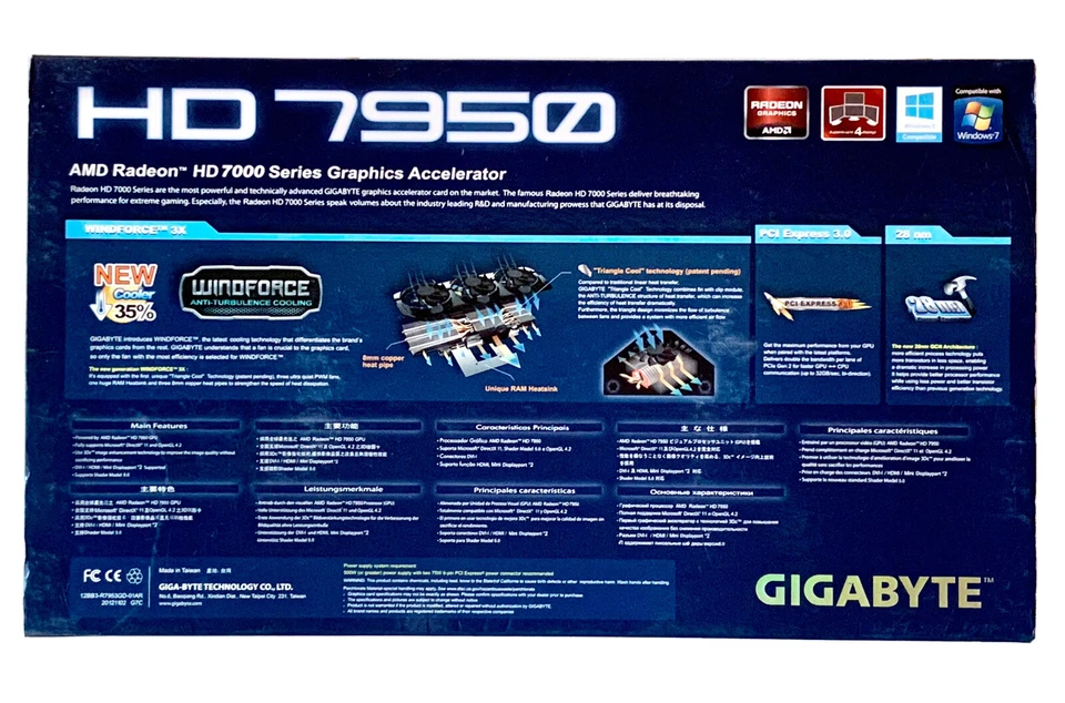 Boxed Gigabyte Radeon HD 7950 3GB PCIe HDMI Video Graphics Card +Accessories GPU - Image 2 of 4