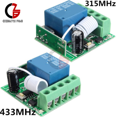 315/433MHz 1-Channel Wireless Relay RF Remote Control Switch Receiver  DC12V 10A