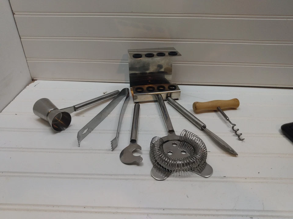 不锈钢酒吧工具套装鸡尾酒机饮料搅拌机调酒器 7 件 — 第 2/4 张图片