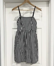 Vans Gingham Checkered Plaid Fit and Flare Black & White Dress XS