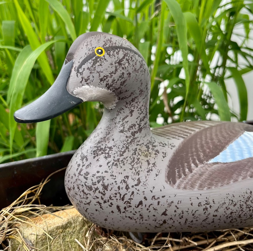 Joey Jobes signed 1989 vintage blue winged teal hen decoy duck Havre de