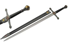 38" Medieval Crusader Sword With Metal Scabbard Zinc Alloy Handle