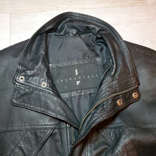 Vintage Joshua Ross Men's Genuine Leather Overcoat Jacket Black Size L - Picture 4 of 7