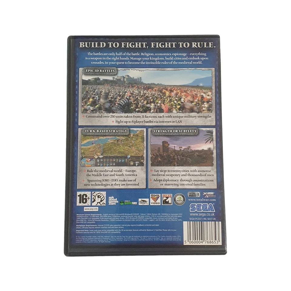 Medieval 2 Total War PC DVD ROM SEGA Game Real Time Strategy Battle War Tactics - Image 3 of 4