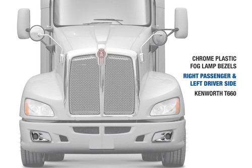 Chrome Plastic Fog Light/Lamp Bezels, Set Right and Left For Kenworth T660 - Foto 3 di 8