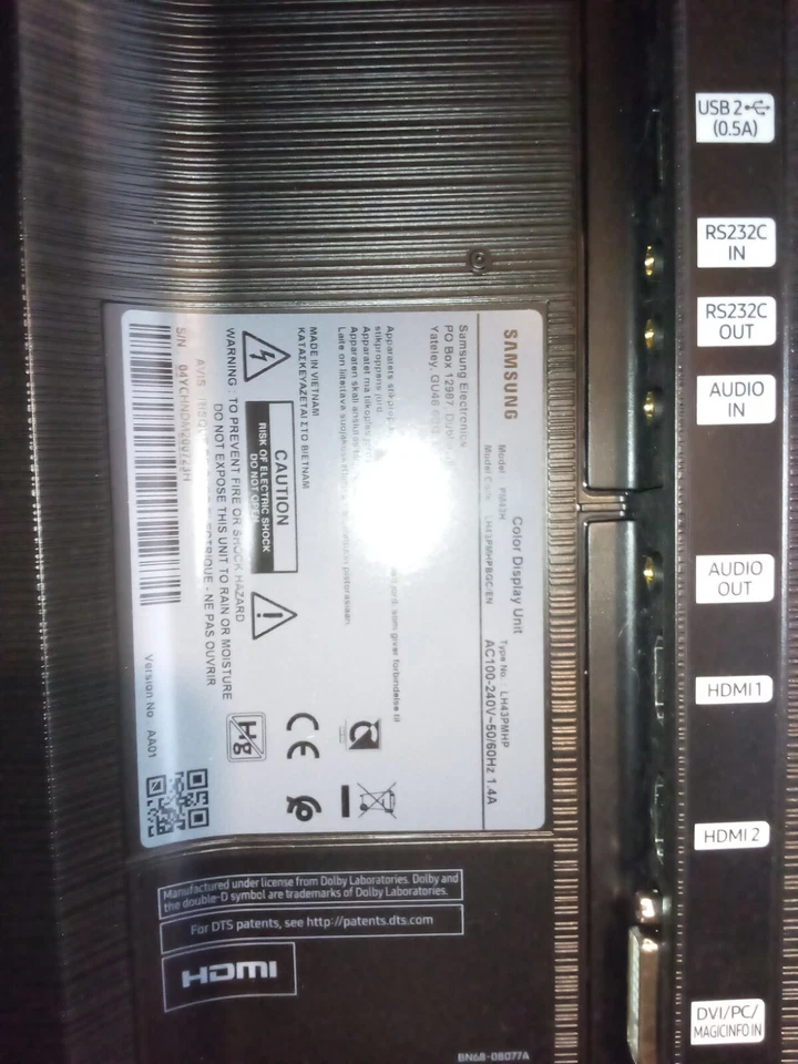 Pantalla de señalización digital Samsung 43" negra. PM43H Foto 4 de 4