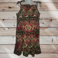 SOFIA'S RTW - MEDIUM - Floral Graphic Print Shift Dress Spaghetti Straps Reds