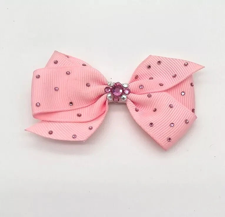 NWOT Tarina Tarantino Pink Satin & Swarovski Crystals Bow Headband signed Tarina Tarantino Pink Swarovski Crystal Large Bow Barrette  main image 4