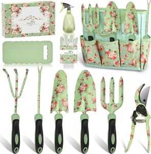 10-Piece Garden Tool Set - Purple & Green Gardening Essentials