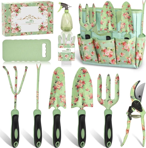 10-Piece Garden Tool Set - Purple & Green Gardening Essentials