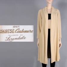 S M Vintage 60s Lorendale Ivory CASHMERE Long Simple Minimal Jacket Coat 70s