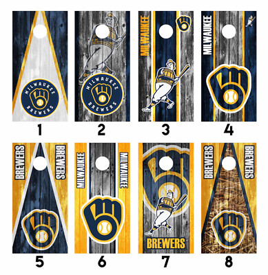 Milwaukee Brewers Cornhole Wrap Skin Decal Vinyl Sticker MANY DESIGNS SK47