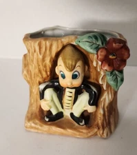 Vintage Acme China Google Eyed Pixie Crouched In A Tree Stump Planter Japan