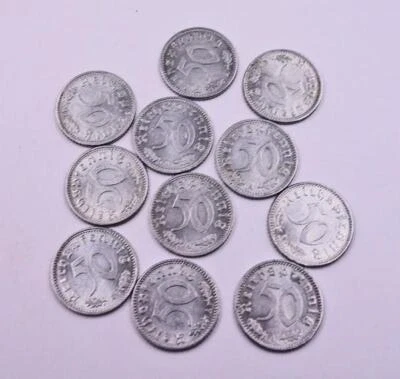 Münze Coin 11 Stück 50 Reichspfennig Aluminium 1941 A Vzl./Stlg.Jäger 372 - Bild 1 von 4