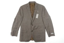 MICHAEL KORS PLAID WINDOWPANE BROWN BLUE 40 REG 100% WOOL SUIT TOP SEPARATE