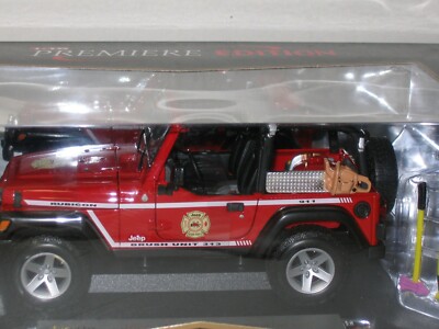 1/18 MAISTO PREMIERE EDITION JEEP WRANGLER FIRE DEPARTMENT BRUSH UNIT , NEW 