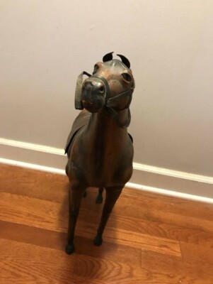 Vintage Leather Horse Statue 21 inches tall by 21 inches