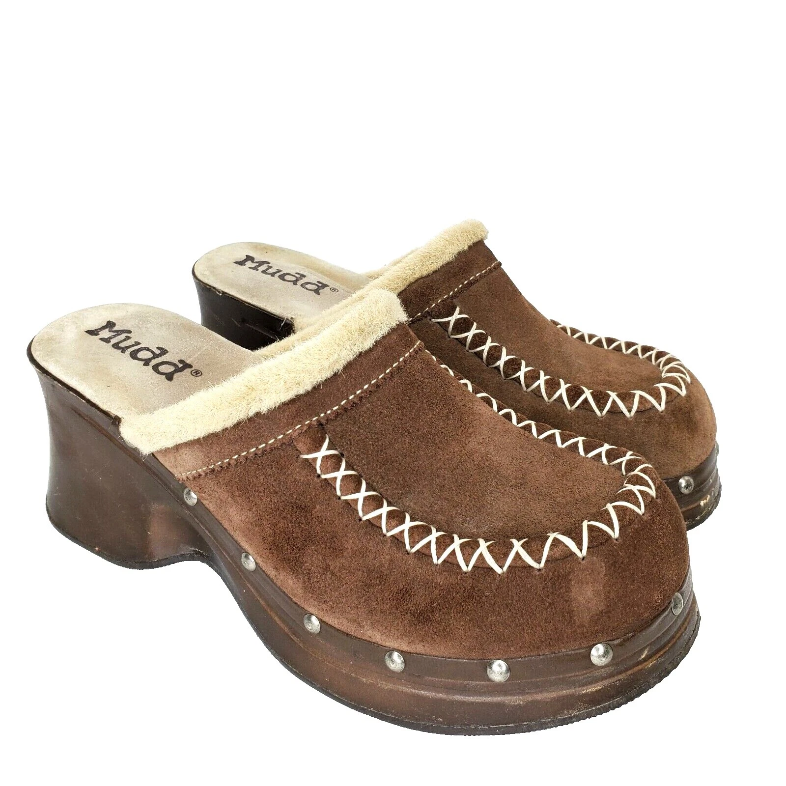 Suede Heels Brown Vintage Shoes for Women