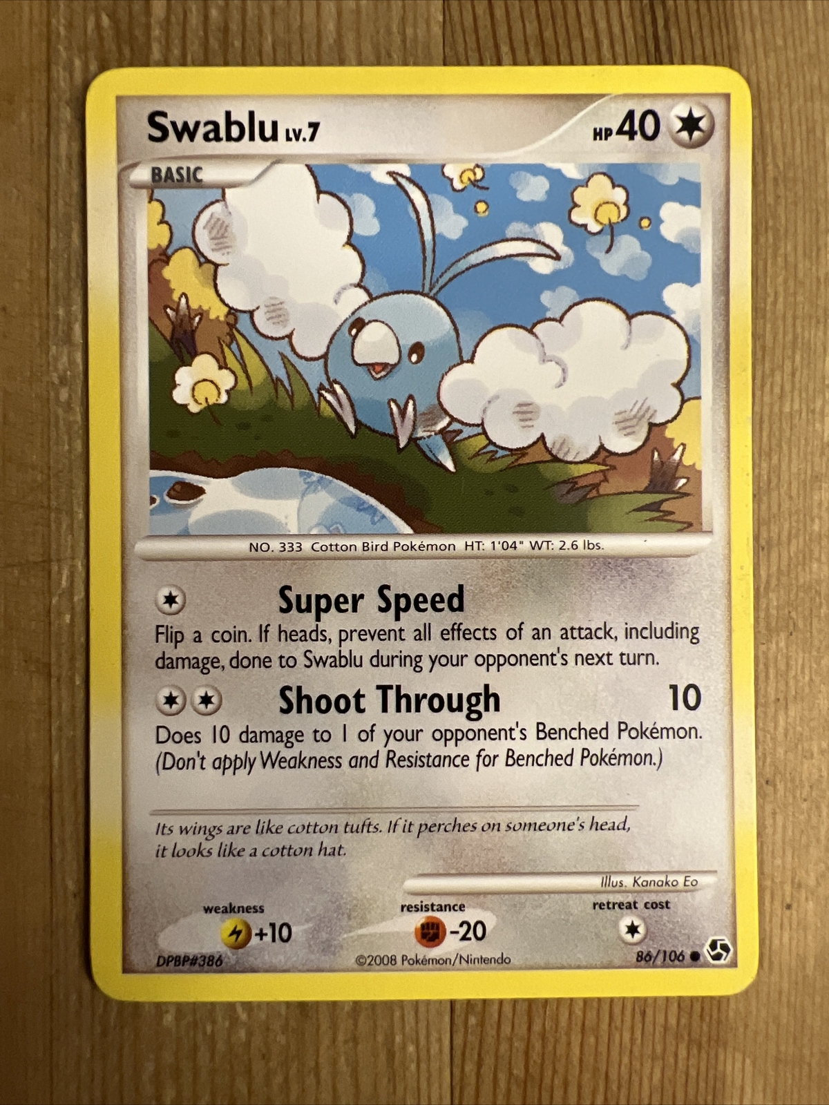 Swablu - 86/106 - Common LP, English Pokemon Great Encounters