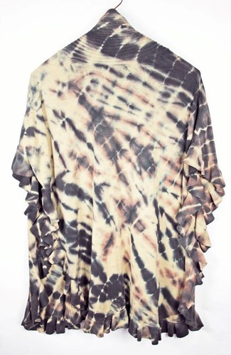 Joseph A Womens 3X Long Open Cardigan Sweater Knit Drape Ruffles Black Beige $88 - Picture 2 of 8
