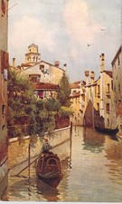 CANAL ST. MARTIN Vintage 1913 Postcard Venice Italy Gondola Scene European