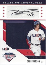 2019 USA Baseball Stars and Stripes Silhouettes Jerseys Zach Watson Auto /199 BB