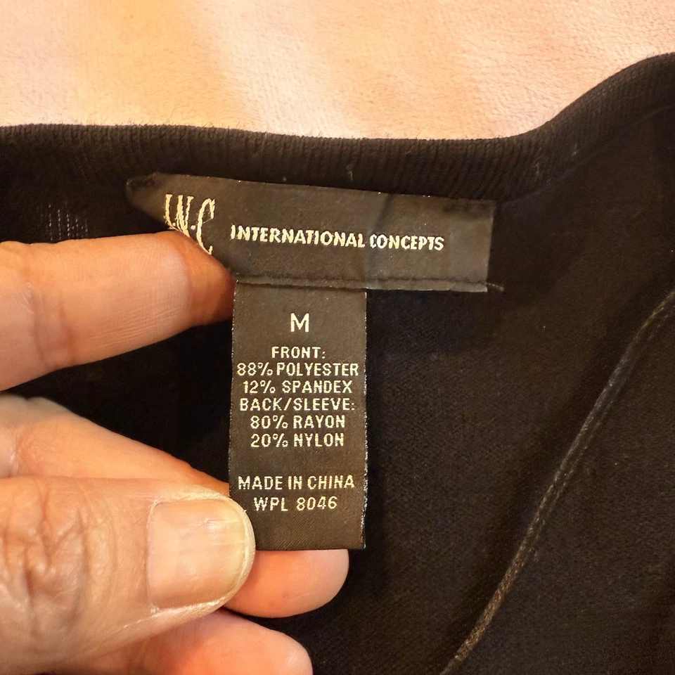 I.N.C. Cárdigan negro con flecos de gamuza sintética - Talla M Foto 4 de 4