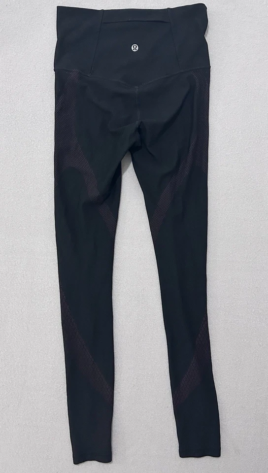 lululemon Woman Pattern Leggings full length black leggings uk 8 28R — 第 3/4 张图片