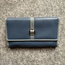 Relic Wallet Womens Blue Faux Leather Buckle Strap Checkbook Holder Organizer