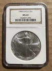 1998 $1 American Silver Eagle NGC MS69 Brown Label Beautiful Near Perfect Coin!