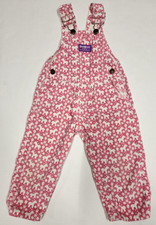 VTG USA Size 2T Pink Corduroy Oshkosh B  Gosh Vestback Overalls White Pony Horse