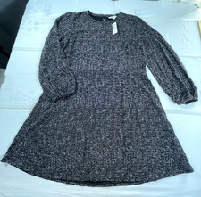 Loft Fit & Flare Dress Womens 2XL Heather Black Nylon Keyhole Back Round Hem