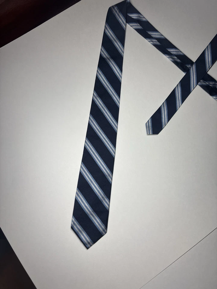 Corbata J Crew para hombre 100 % seda azul a rayas estrecha ajustada corbata Repp  Foto 2 de 4