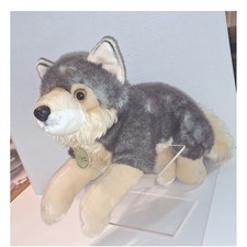 Aurora Miyoni Timber Wolf Plush Stuffed Animal Grey Tan Realistic 11 Inch