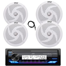 JVC Marine USB Bluetooth Receiver, 4x 8" 320W  6.5" 240W White Speaker, Antenna