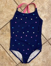 NWT BLUE POLKA DOT ONE PIECE SWIMSUIT BY MINI BODEN SIZE 7-8