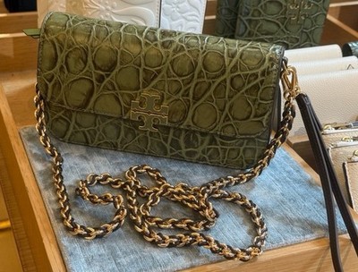 NWT Tory burch britten enbossed croc chain wallet wristlet soft