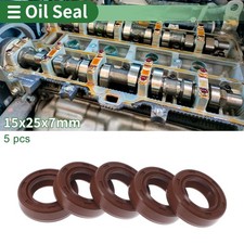 Oil Seal Seal Ring Rotary Shaft Seal FKM Rubber 15x25x7mm Brown 5 Pcs