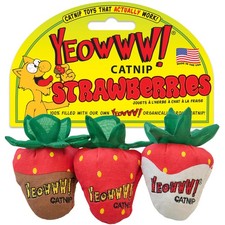 Yeowww , Strawberries Catnip Cat Toy, 3 Count