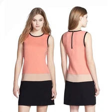 Sanctuary Clothing Colorblock Sleeveless Sheath Dress Coral Tan Black Size M