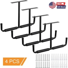4 Pack Overhead Garage Storage Hooks Hooks, 17" Heavy Duty Ceiling Mount Hangers