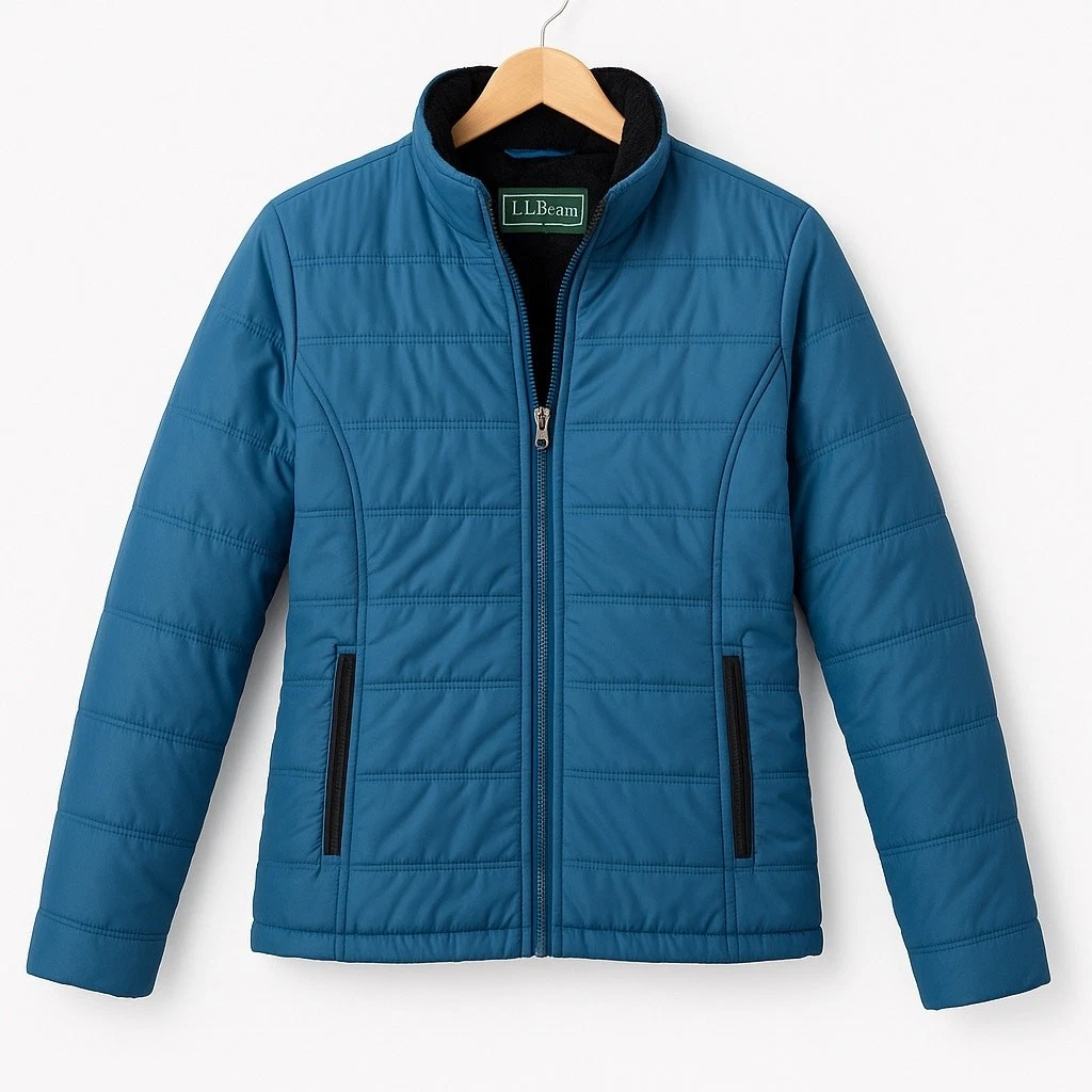 L.L.Bean Women’s Blue Quilted Fleece-Lined Puffer Jacket | Misses M | Warm Zip