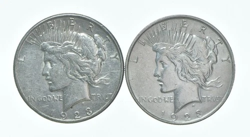 1923-S & 1923 Peace Silver Dollar $1 Bullion Collection Lot *129