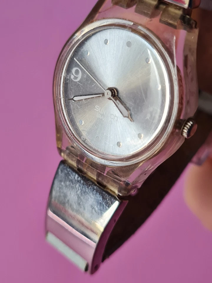 Montre SWATCH AG 2003 bracelet en cuir Swatch genuine leather vendue en l'état - Photo 3/4