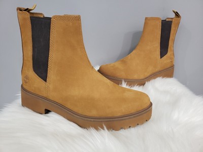 NEW SIZE 11 TIMBERLAND Carnaby Cool Wheat Nubuck Chelsea Boots Slip On Womens
