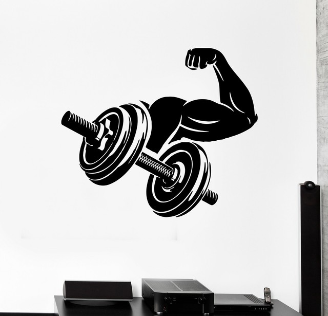 Wall Decal Fitness Sport Gym Muscles Arm Dumbbell Vinyl Sticker (ed1510