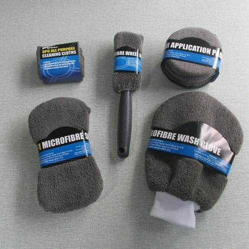 9Pcs Car Microfiber Washing Sponge Glove Towel Wheel Brush Cleaning Tools Kit - Picture 6 of 9
