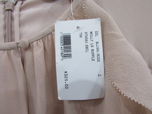 NUEVO CON ETIQUETAS Intermix $325 Nude Seda Molly Manga Volantes Cremallera Trasera Mameluco Blusa Pantalones Cortos 2 - Imagen 5 de 6